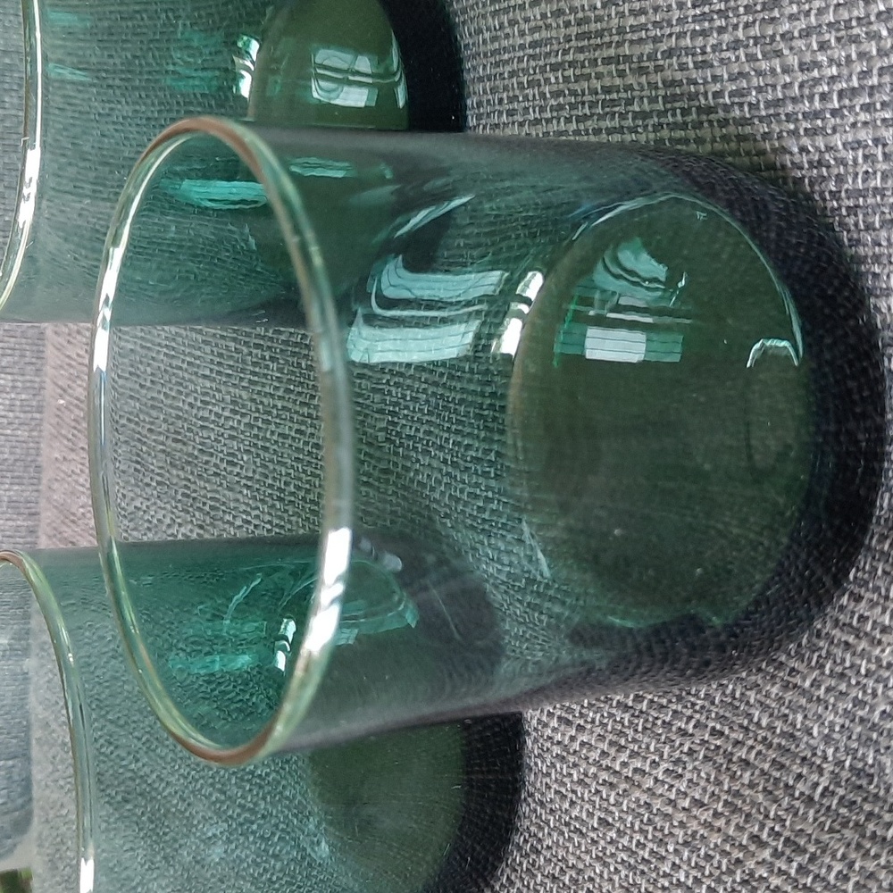3 Libbey teal-coloured whiskey glasses